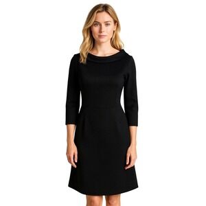 Boden Black Quilted Long Sleeve Dress Size 2R Elegant Work Event Holiday NWT